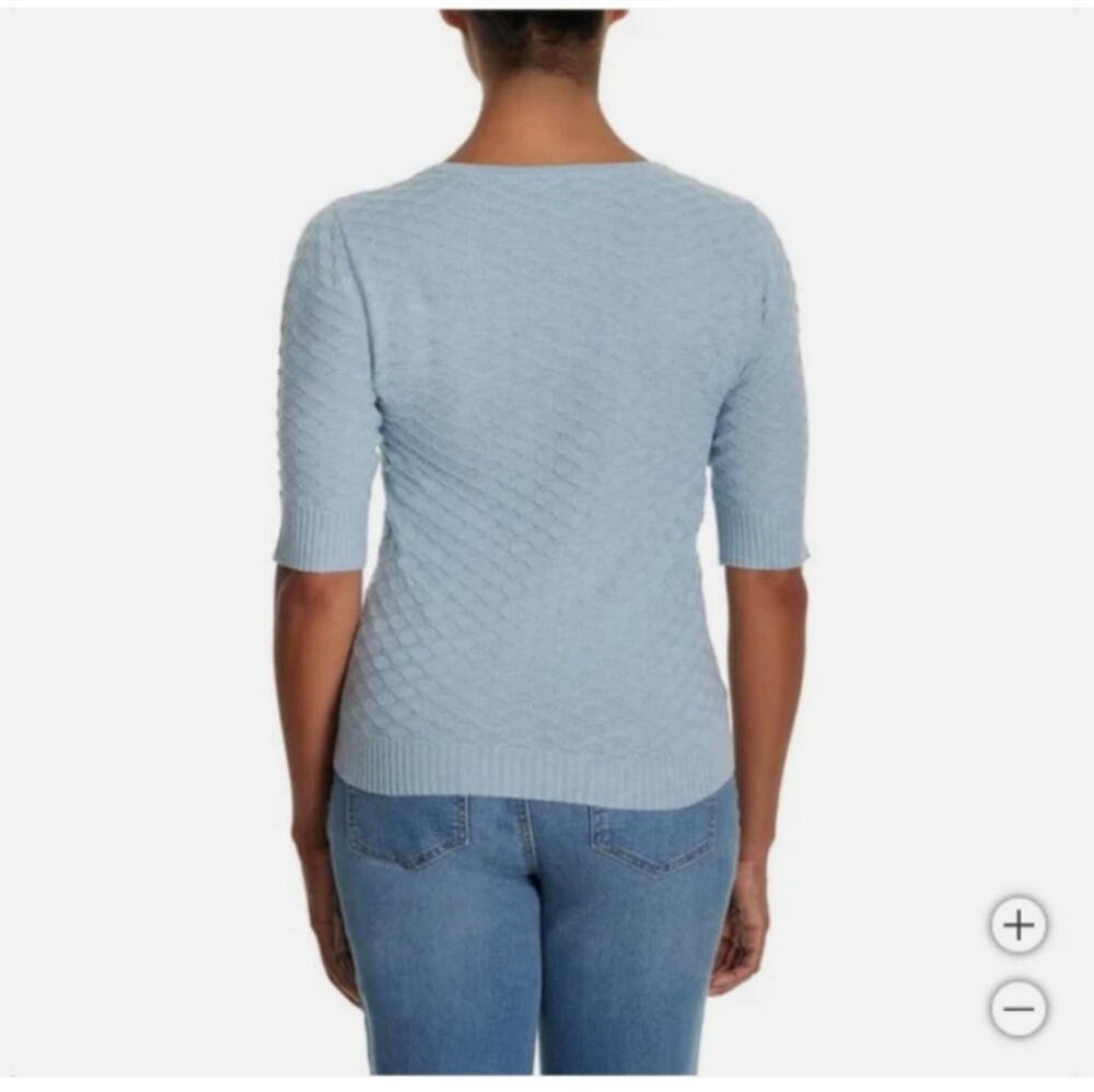 Nwt Ella Moss Women's Elbow Sleeve Lightweight Ss Sweater Blue Summer Spring — image 3 of 7